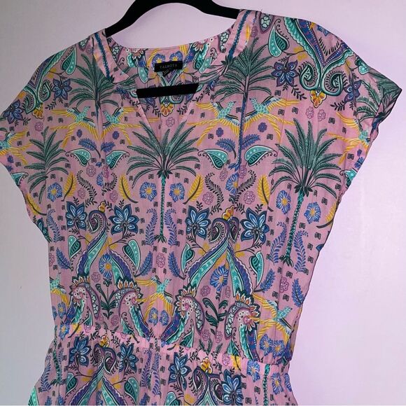Talbots Size S Midi Dress Fit and Flare Cotton Pockets Pink Boho Coastal Preppy - Picture 2 of 9
